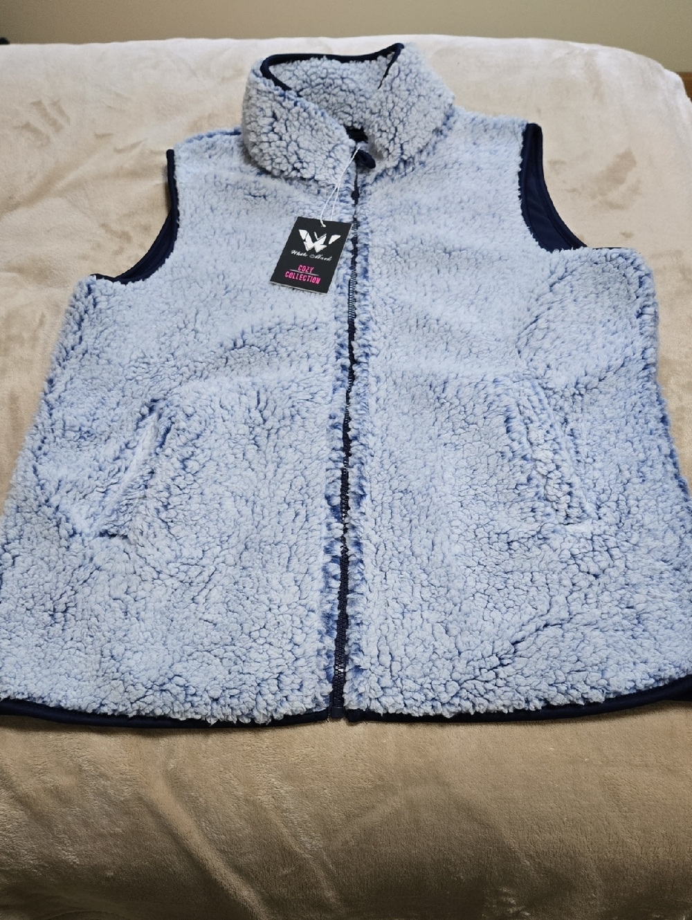 Light Blue Sherpa Fleece Vest
